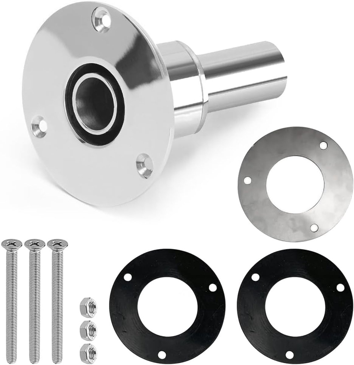 Rumpf Uitlaat Huid Aanpassing, 22MM Roestvrij Staal Scheepsuitlaat Pijpuitlaat Scheepshardware Accessoires, Door Hull Uitlaat Fitting voor Auto's, Vrachtwagens en Boten, enz