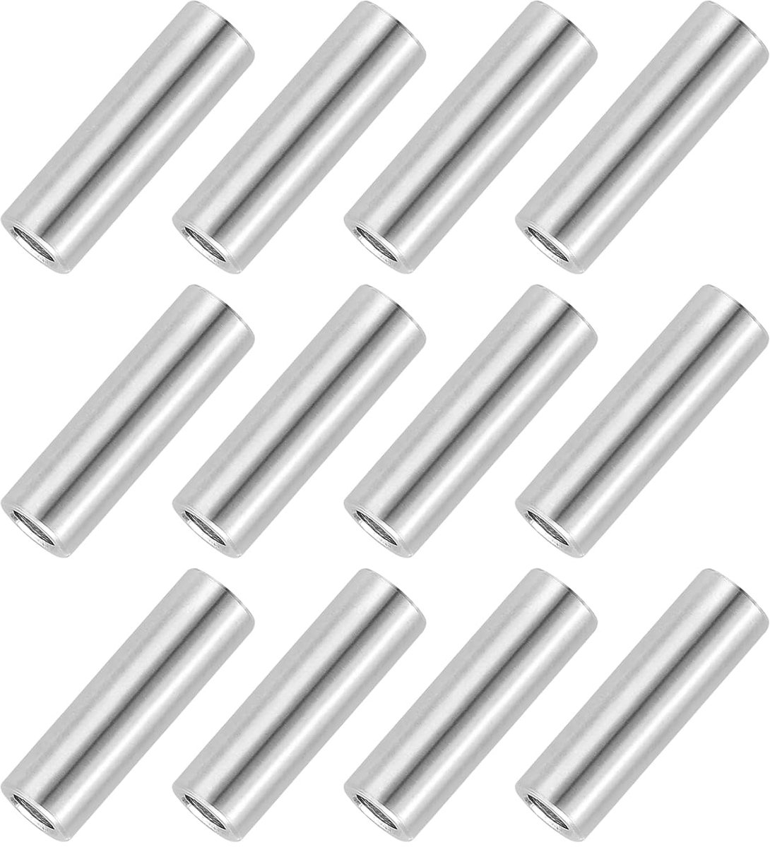 12 stuks afstandhouders van roestvrij staal, 6 mm ID x 10 mm OD x 35 mm hoogte 304 roestvrij staal bus schroeven afstandhouder niet-schroefdraad ronde afstandhouder voor 1/4 inch M6 schroeven