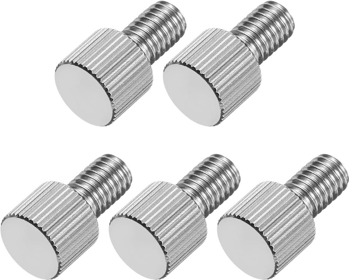 5 stuks gekartelde handschroeven M6 x 10 mm roestvrij staal 304 platte kop gekartelde schroeven volledige schroefdraad voor thuis elektronische machines