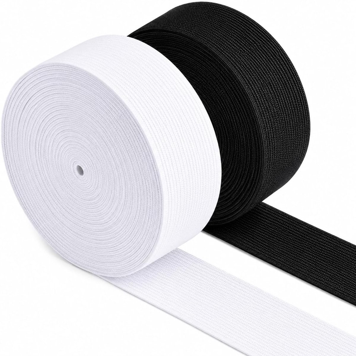 Elastische band om te naaien, 30 mm breed, 20 m, zwart en wit, elastische band voor taillebanden, broeken, pruiken en doe-het-zelf-knutselprojecten