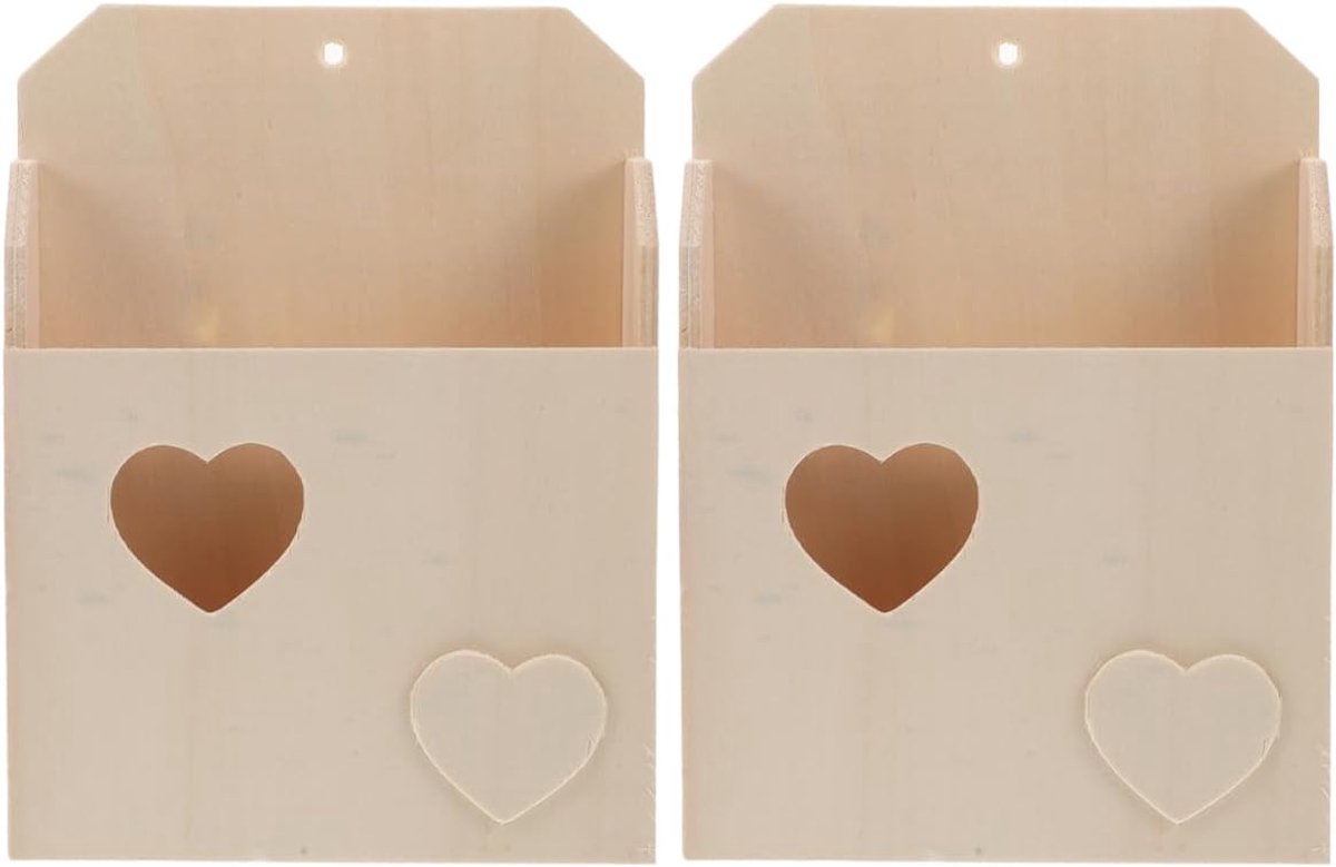 Van 2 envelopdozen, brievenbussen voor onderwijsbanken, decoratieve brievenbus, alfabetspaarvarken, tijdschriftenhouder aan de muur, kleine brievenbus, beige, hout