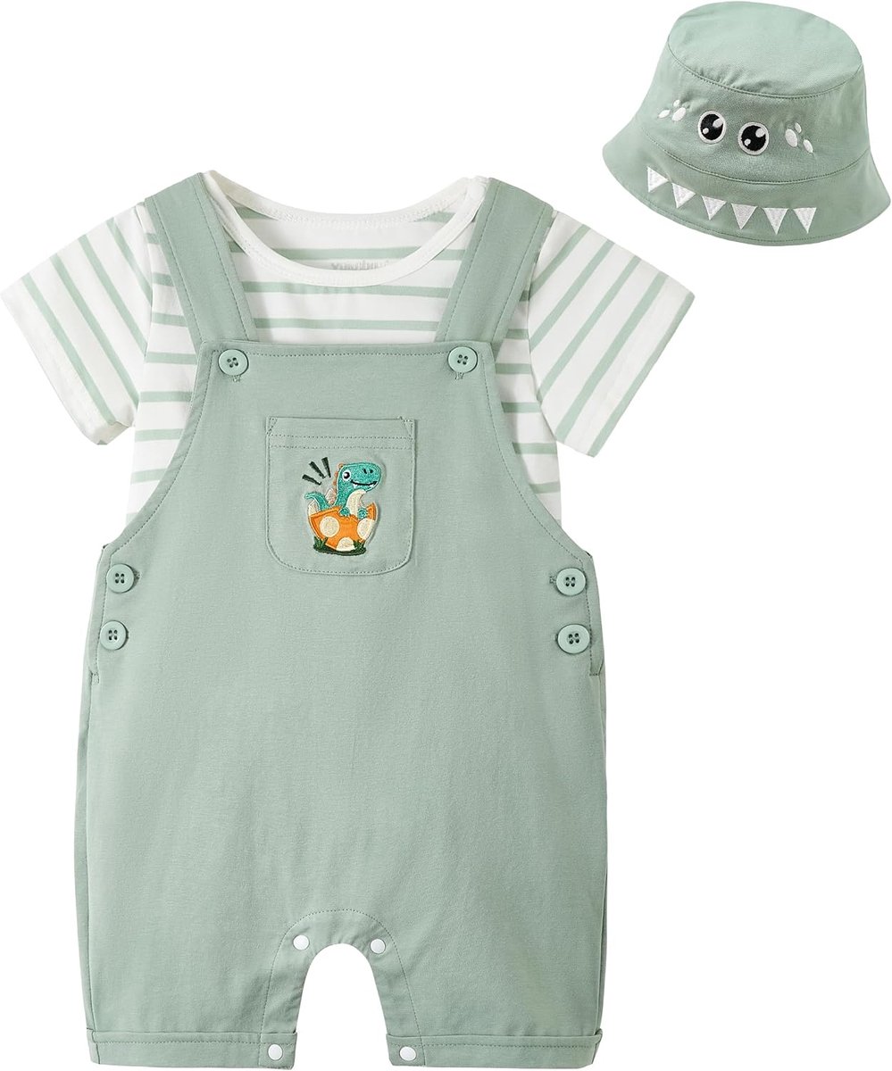 Uniseks babyzomerset, casual, korte mouwen, shorts, capuchon, 3-delige outfit