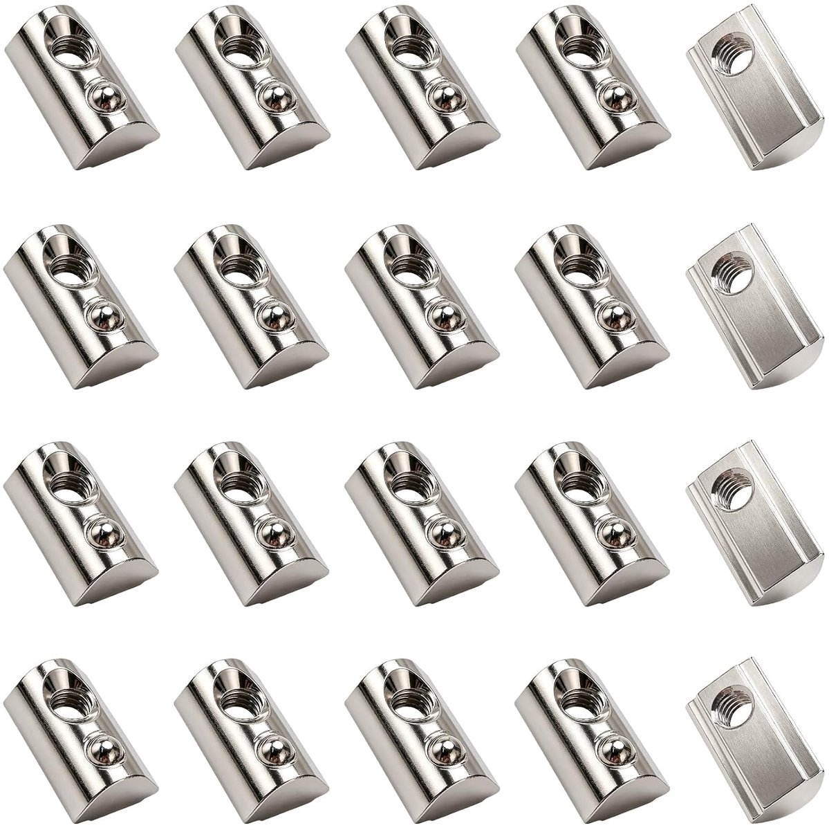 20 Stuks 40 Serie M6 T-Veermoeren, Groefstenen met Kogelmoer, voor Aluminium Extrusieprofielen met Sleuf van 8mm
