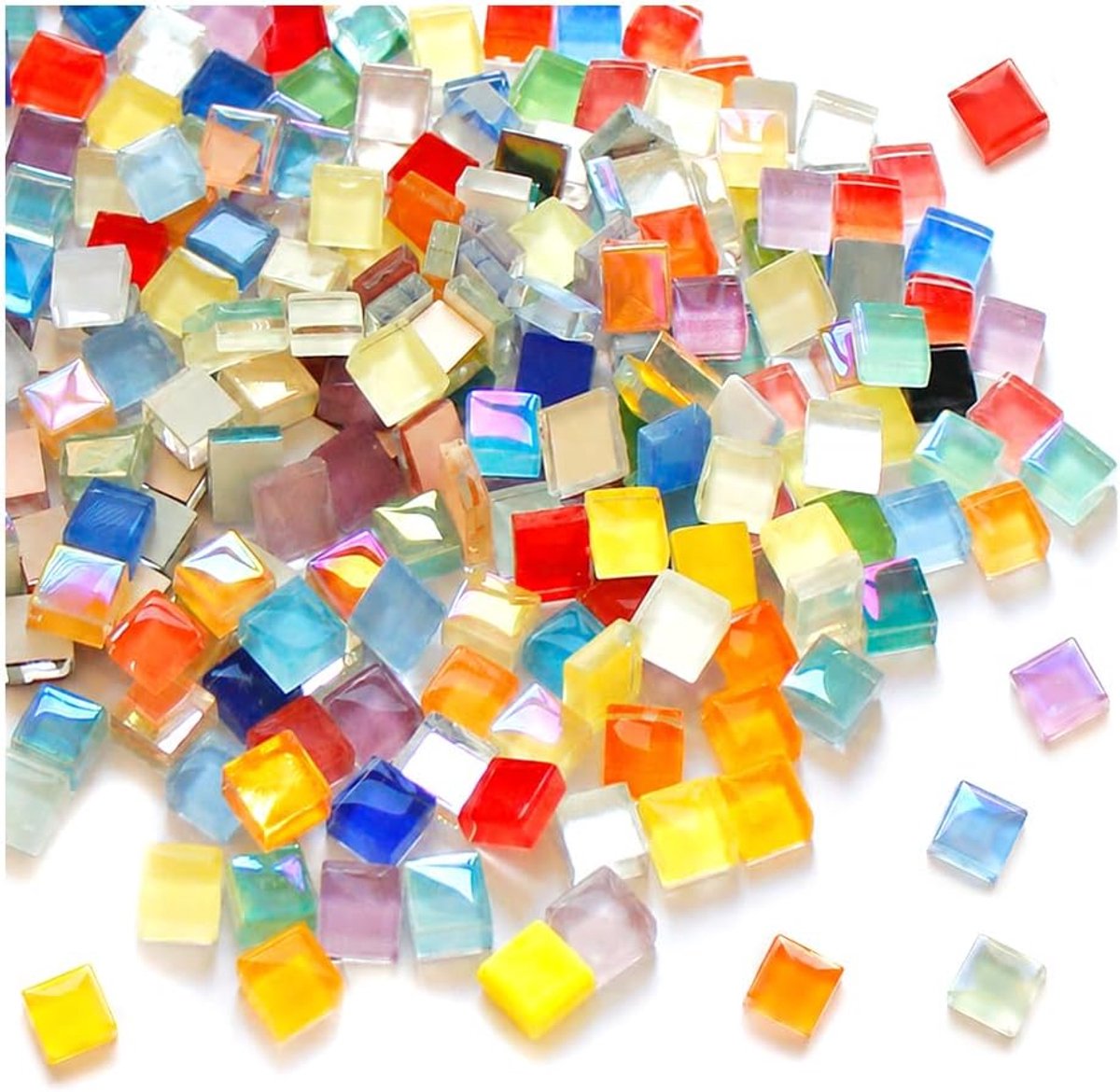 Mozaïektegels om te knutselen, glazen mozaïektegels, kleine glazen mozaïektegels, kleuren, mozaïek, vierkante decoratie voor thuis, doe-het-zelf, kunst, projecten