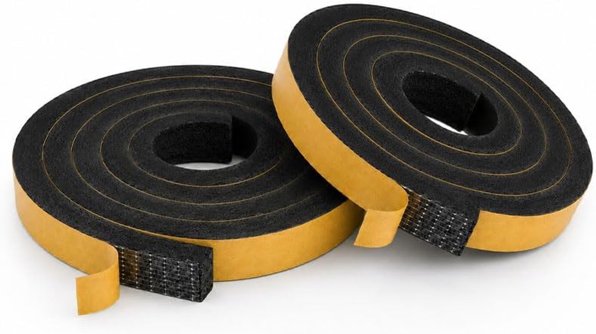 afdichtingstape, zelfklevend, hoge dichtheid, 10 mm x 6 mm, voor ramen en deuren, tegen tocht, 4 m per rol