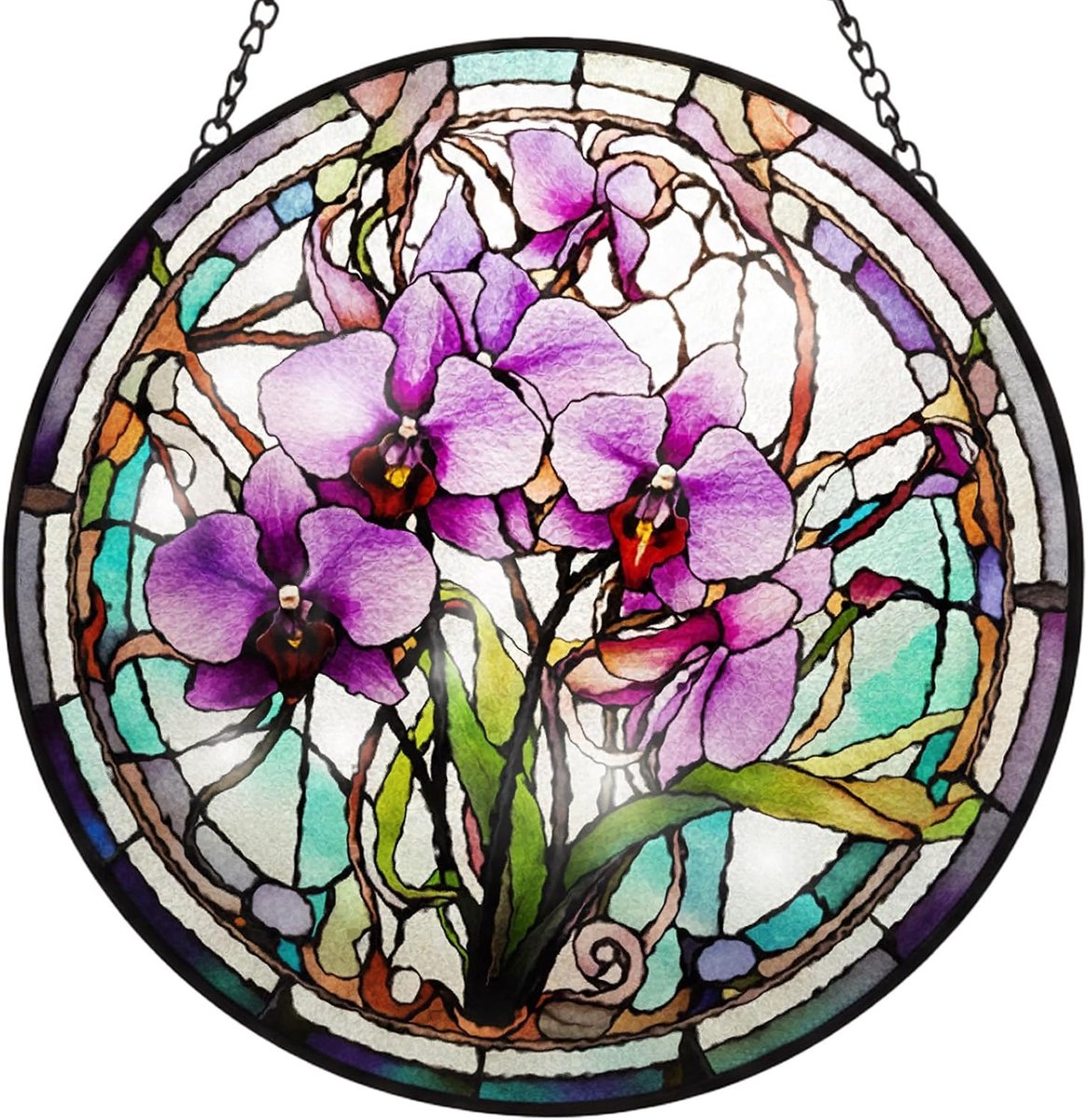 Hangende paarse orchidee zonnevanger, bloemenzonvanger voor ramen, deuren en woondecoratie, decoratief cadeau voor oma, oma, vrouwen, voor Moederdag, verjaardag