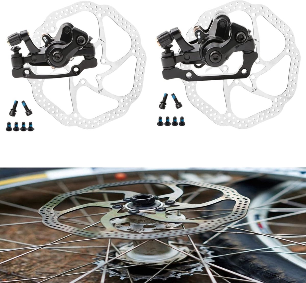 Remmen mountainbike schijfrem fiets mechanische aluminium remset voor en achter fiets 160 mm rotor gereedschap vrij voor mountainbike MTB BMX