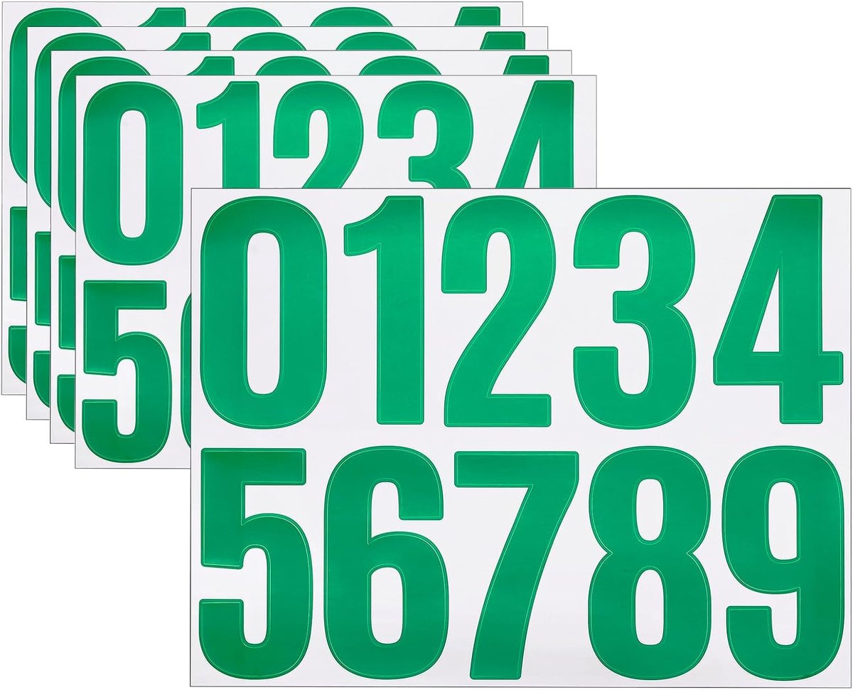 Huisnummers, 10 cm waterdichte zelfklevende nummerstickers voor brievenbus, bord, raam, deur, huisnummer, groen
