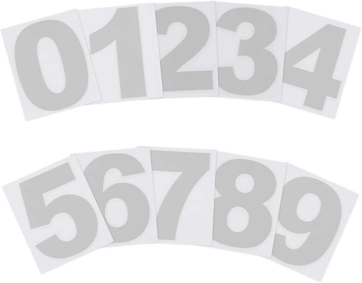 5 cm reflecterende cijferstickers 0-9, 2 set vinyl brievenbus nummer stickers zelfklevende stickers voor buiten auto's deuren ramen borden binnen buiten, zilver