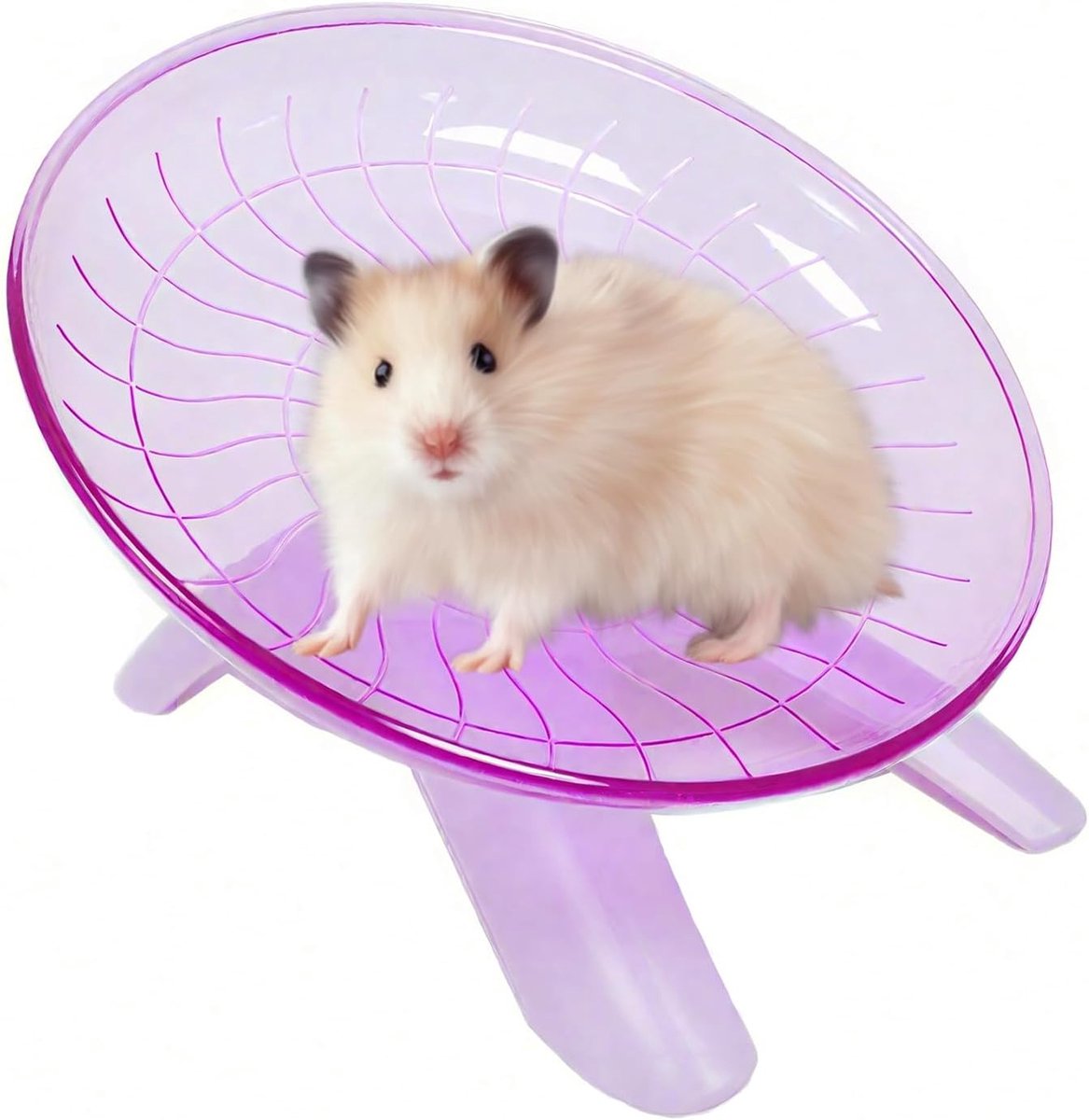 Vliegende schotel van kunststof, vliegende schotel voor hamster, stil oefenwiel van 18 cm, met houder, transparant wiel, kunststof, voor dwerghamsters, kleine dieren