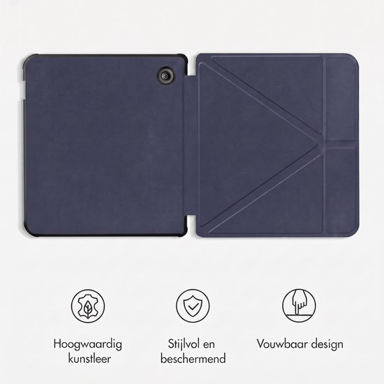 iMoshion Ereader Cover / Hoesje Geschikt voor Kobo Libra Colour - iMoshion Origami Bookcase e-reader - Donkerblauw van iMoshion — afbeelding 2