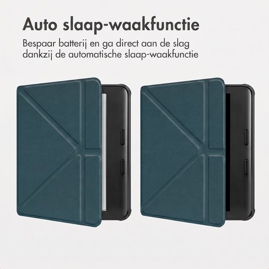 imoshion Ereader Cover / Hoesje Geschikt voor Kobo Libra Colour - imoshion Origami Bookcase e-reader - Donkergroen van iMoshion — afbeelding 5