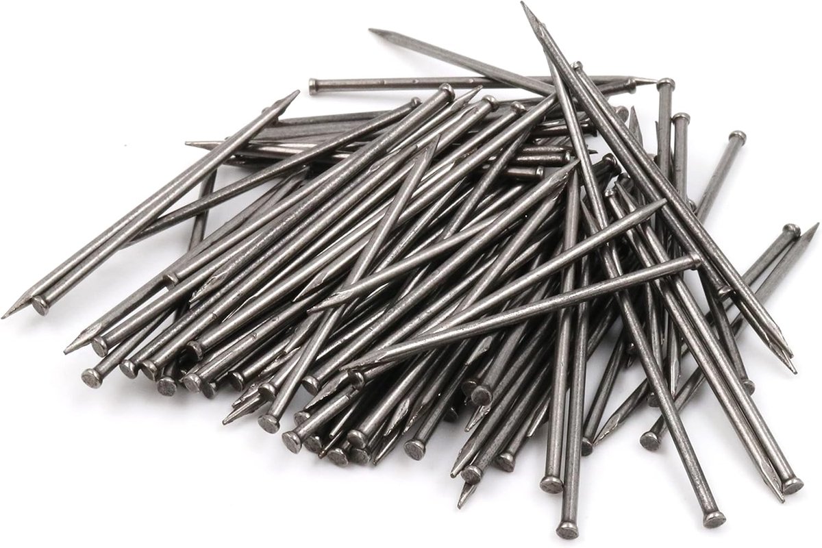 50x stalen pennen stalen spijkers plintstiften nagel 1,5 x 45 mm platte kop verzonken kop BLANK