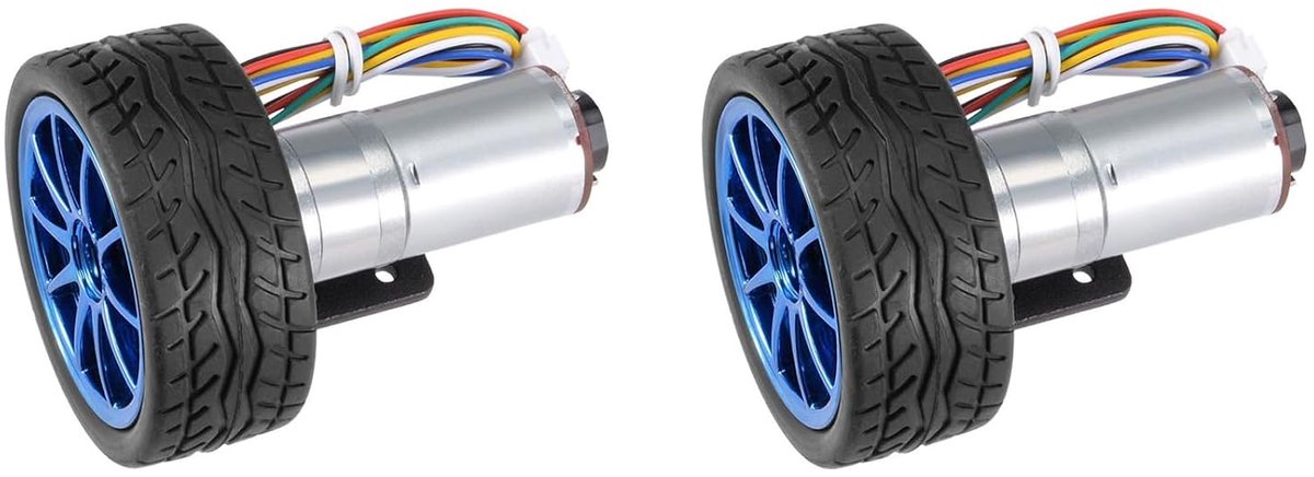 2 Stuks Dc 6V Diy Encoder Reductiemotor 65 Mm Wiel Kit Micro Snelheidsreductie Motor Mini Motor Voor Slimme Auto Robot Model 100 Rpm