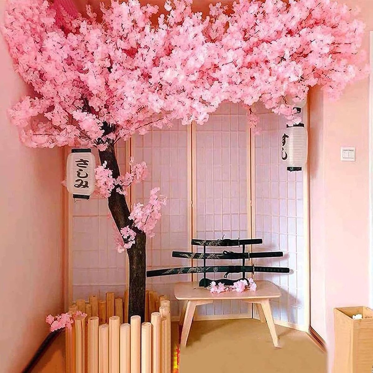 Kunstplanten Roze Nep Sakura Bloem Zijden Bloem Wensboom Simulatie Perzik Bloesem Boom Winkelcentrum Hotel Bruiloft Decoratie Landschapsarchitectuur,1.8X1.2M