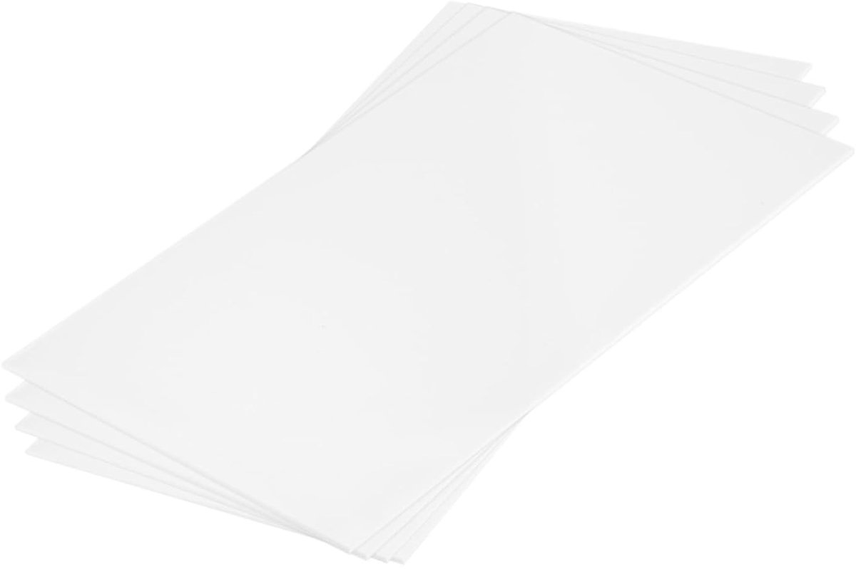 ABS-kunststof plaat, 4 stuks, 1 mm dik, 25 x 15 cm, kunststof platen voor modelbouw, doe-het-zelf modellen, handwerk, projectpresentatie, wit