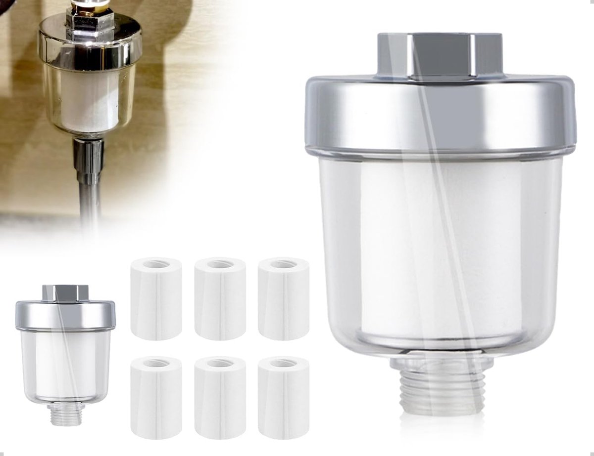 Douchefilter met 6 vervangbare cartridges - transparant ontwerp - effectieve filtering - voor thuisgebruik - ShopVlot