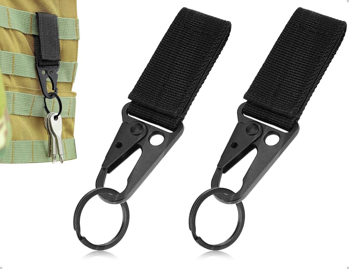 Tactical sleutelhangers set van 2 - nylon riemlussen - met karabijnhaak - ideaal voor outdoor activiteiten - ShopVlot