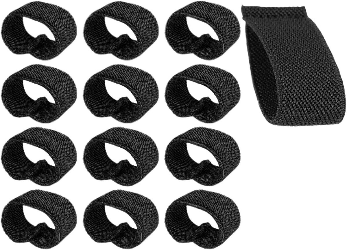 Belt houders pack van 12 - Elastisch - Zwart - Voor 3-4 cm riem - ShopVlot