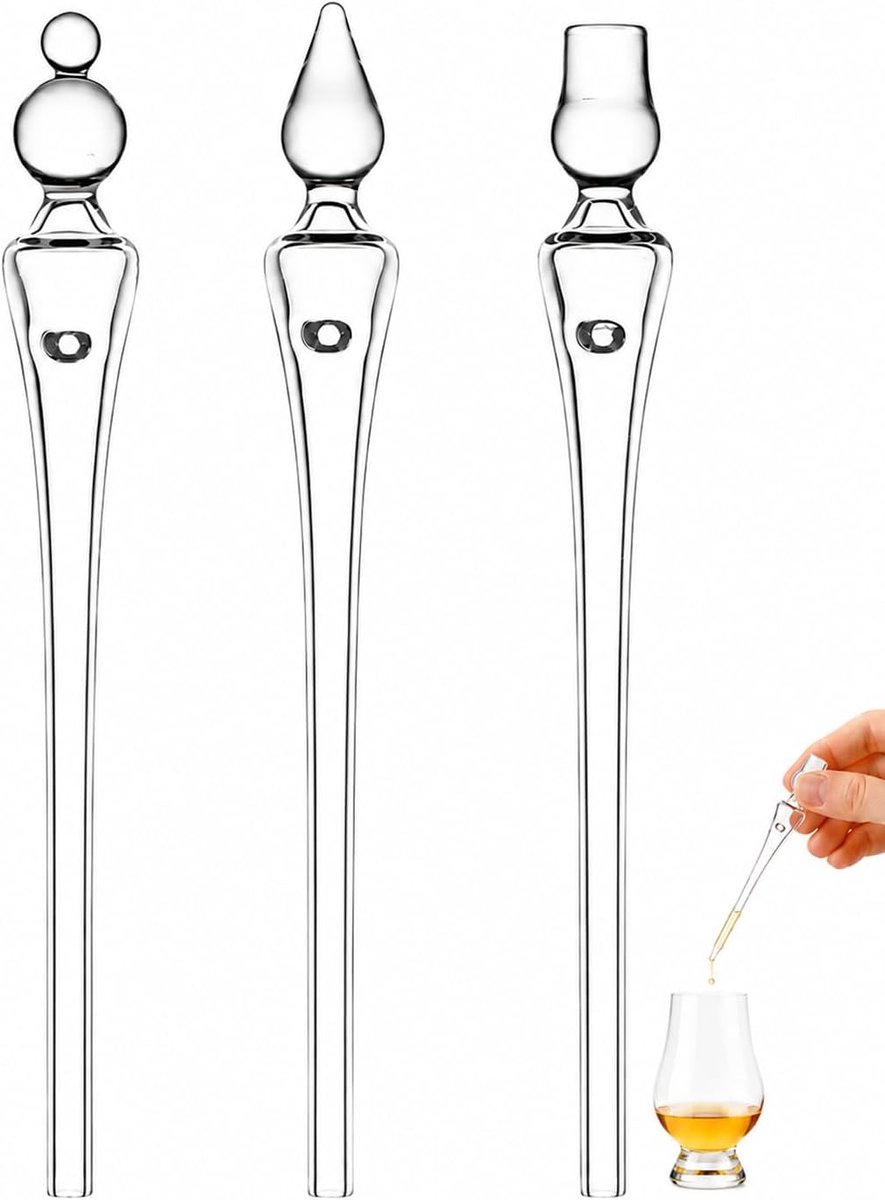 Whiskypipetten set van 3 - glazen druppelaars - exacte dosering - behoud van smaak - ShopVlot