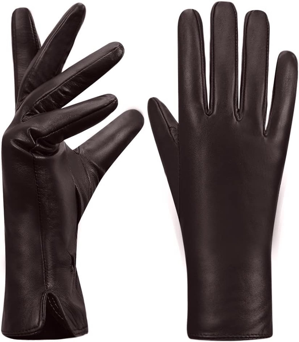 Leren dameshandschoenen M - cashmere gevoerd - bruin - ideaal voor koude dagen - ShopVlot