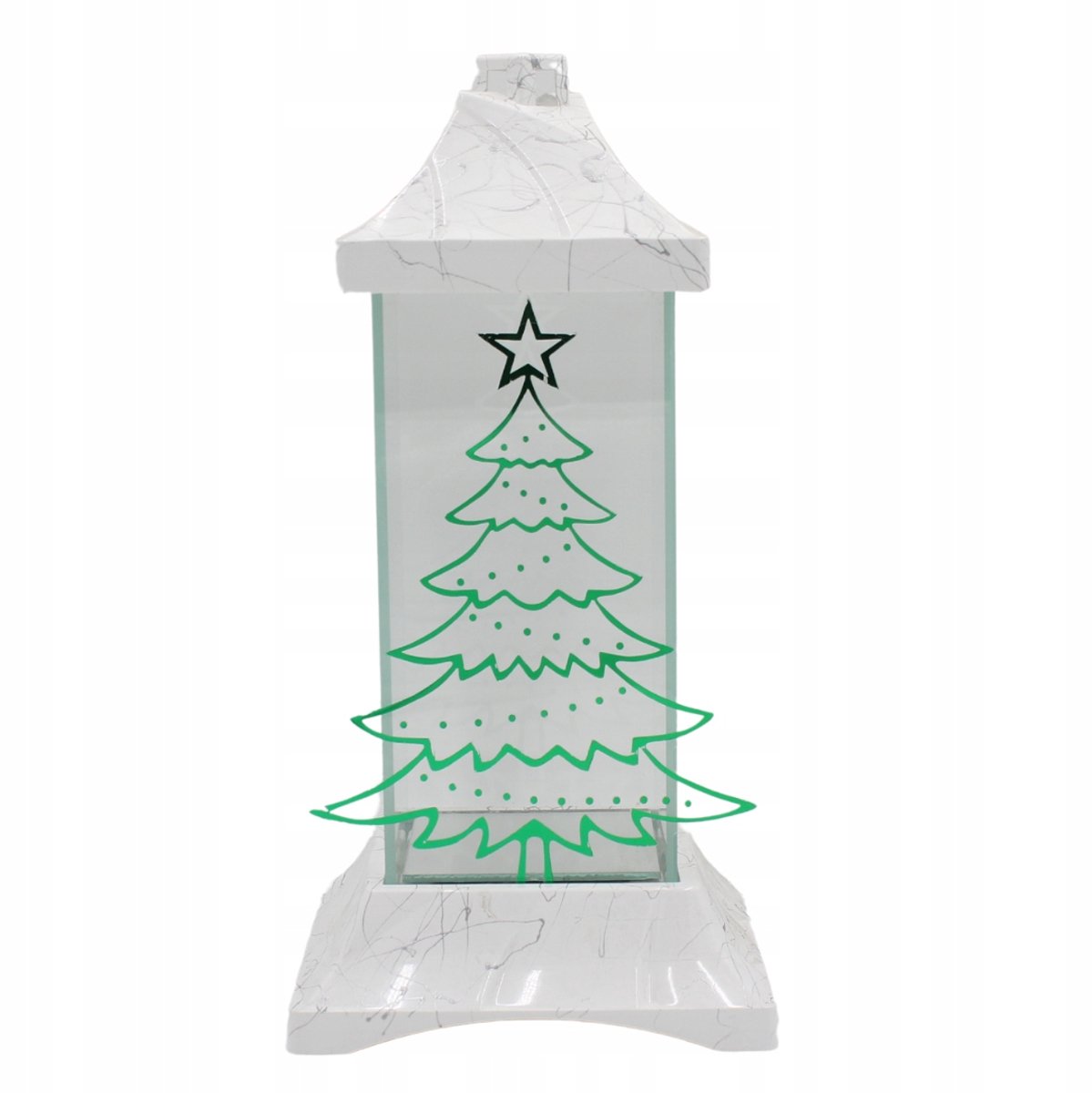 Merkloos Kerst Znicz Kwadrat, Wit-Groen met Ster en Kerstboom