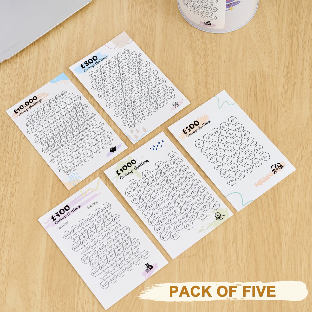 Geldtin tracker sticker - meerdere geldbesparende challenge trackers - planner sticker - voor budgetbeheer - ShopVlot