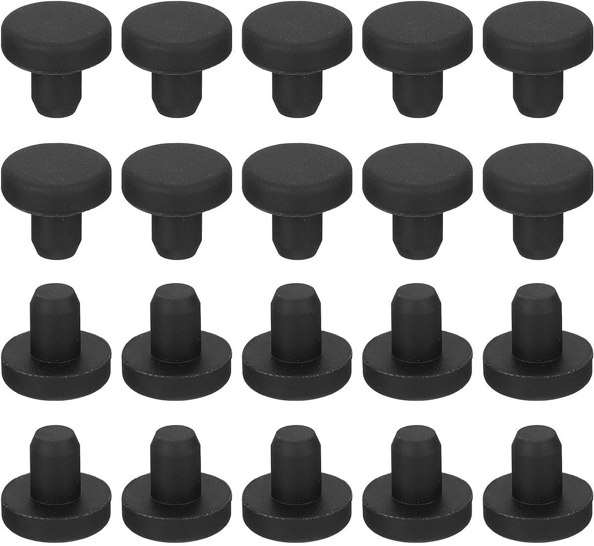 Set van 30 zwarte rubberen stoppen 6 mm ronde waterdichte knopstoppen voor 5-5,8 mm gaten T-vormige zachte flexibele rubberen stoppen voor flessen buizen DIY
