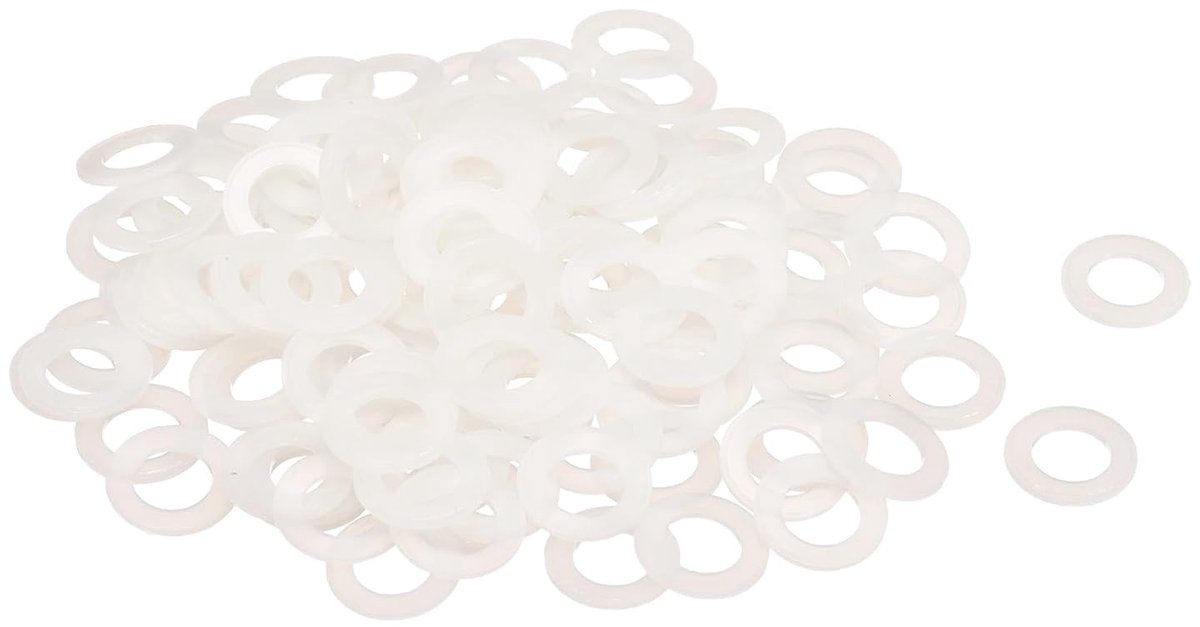 Platte afdichtingen, 8 mm ID 14 mm OD 1 mm dik, wit | Ringen afdichtingen kunststof bladafdichting bevestigingselement afdichtring