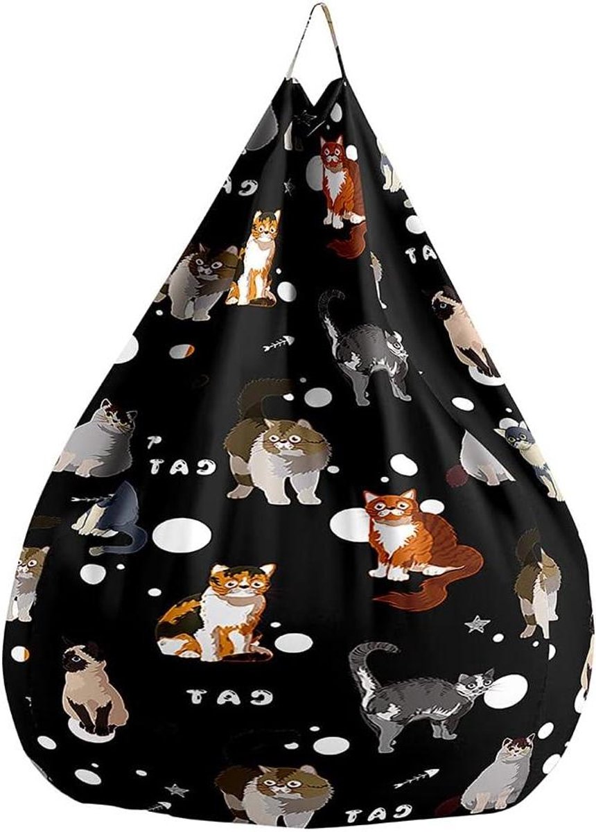 Zitzak Stoelhoes - Luie Sofahoes - Knuffels Opbergen - Wasbaar Katoenen Linnen - 100x120cm - Zwart