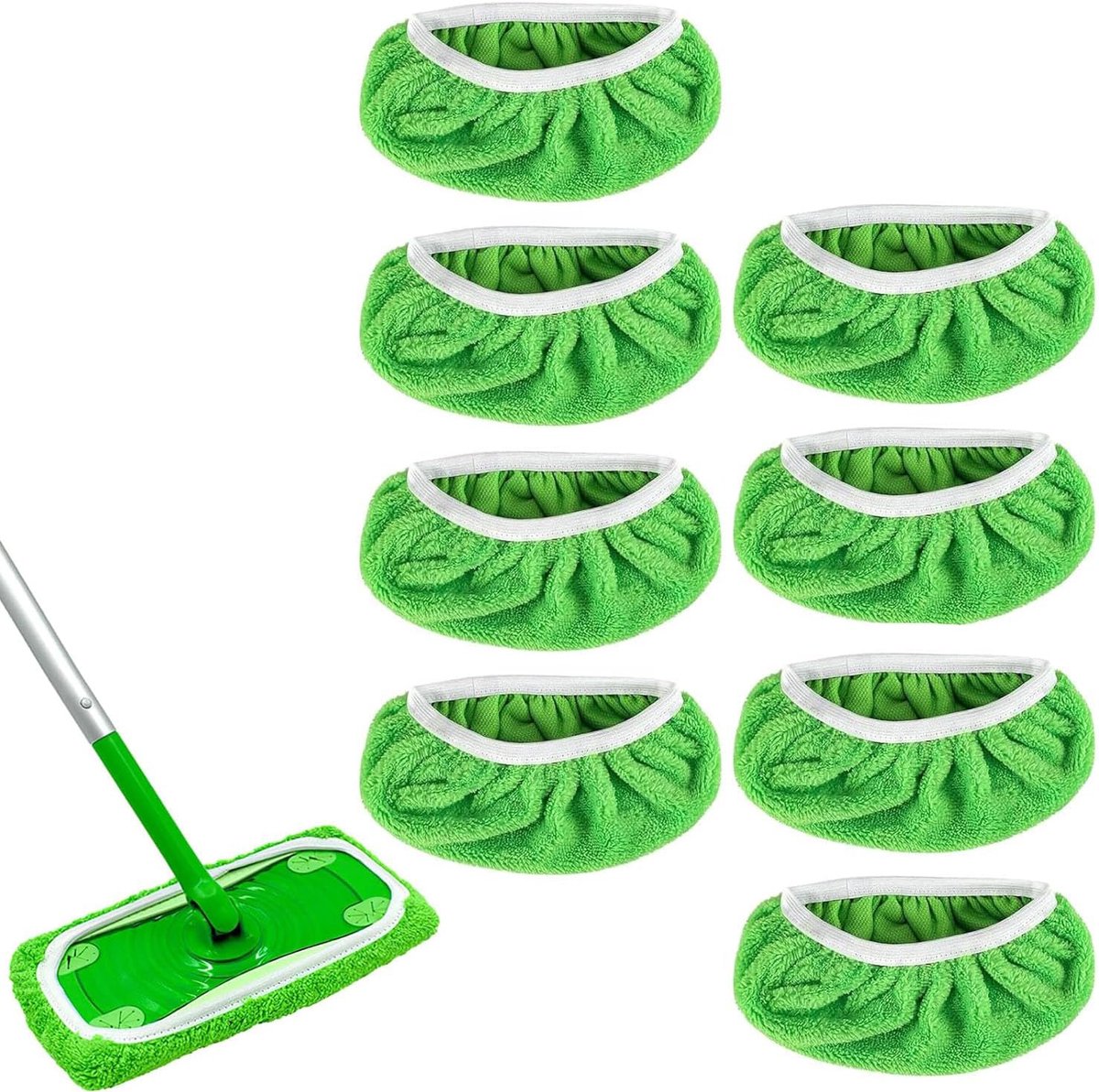 Mop, 8 stuks, herbruikbaar, voor sweeper mop, natte en droge dweilhoes, herbruikbare doeken, vloerdoeken, voor het reinigen van harde vloeren en houten vloeren