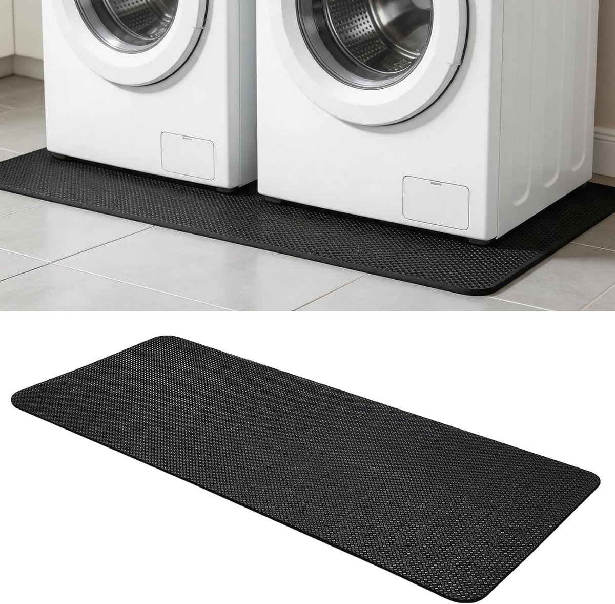 Antislip antislipmat wasmachine extra groot 70 x 160 cm, geluidsreducerend en waterdichte anti-trillingsmat voor thuis, geschikt voor twee apparaten tegelijk