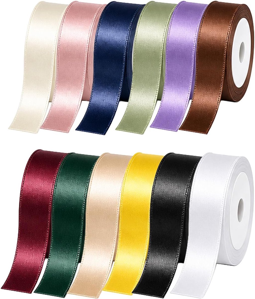 12P gemengde lintrol, 1 cm breed, 22 meter lang, kleur inbegrepen, donkerblauw, saliegroen, licht champagne, koffie, zwart, wit, donkergroen, kaaswit, stoffig roze, bordeaux, citroengeel