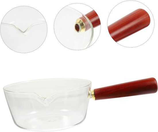 Glazen Melkpan - Sauspan Steelpan - Melk Verwarmen - Hittebestendig Borosilicaatglas - 1 Centiliter - Diverse kleuren
