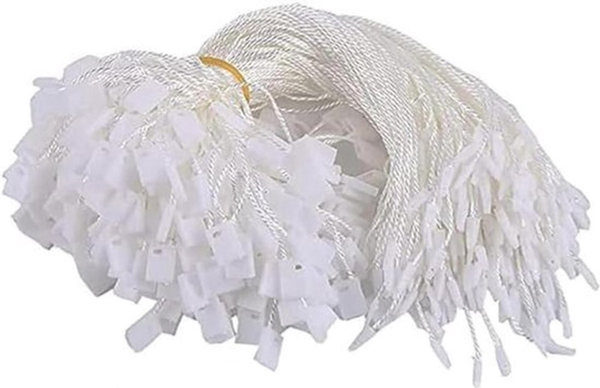 Hang Tag String Nylon String voor Hang Tags 200 stks Wegwerp Zwarte Prijs met Snap Lock Pin voor Kleding (Wit)