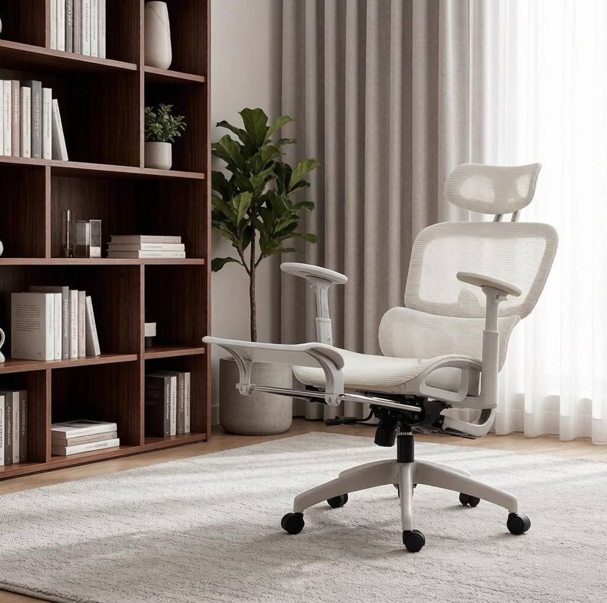 STILVORA Bureaustoel - Ergonomische Mesh - Met Verstelbare Hoofdsteun En 3D Armleuningen - Voor Kantoor En Thuis - Beige