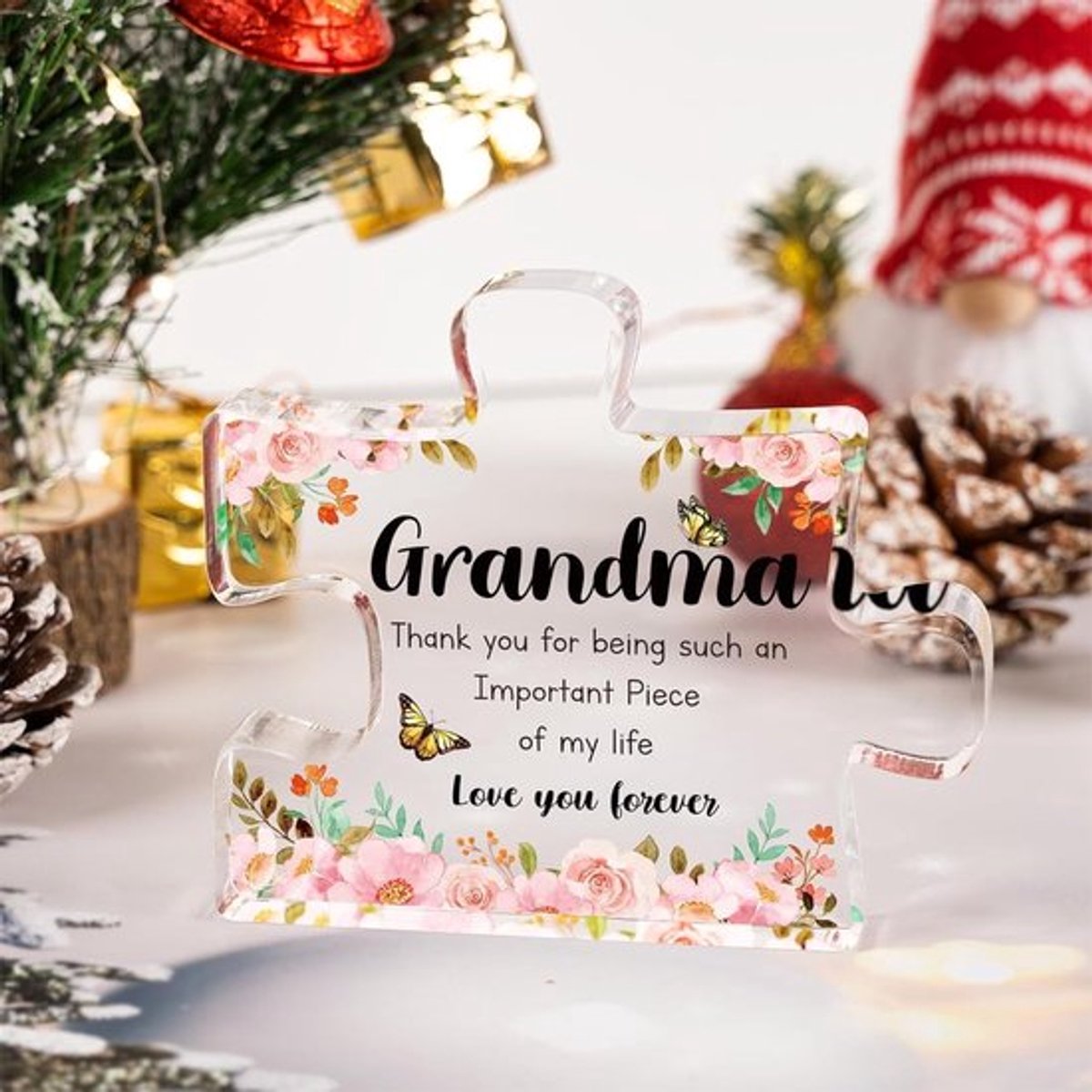 Tafelplaat, Voor Oma - Vaderlijke Acrylblok Puzzel, Ontroerende Zegswijzen Gegraveerde Cadeaus voor Verjaardag, Cadeaus voor Oma (Grootte : 1)