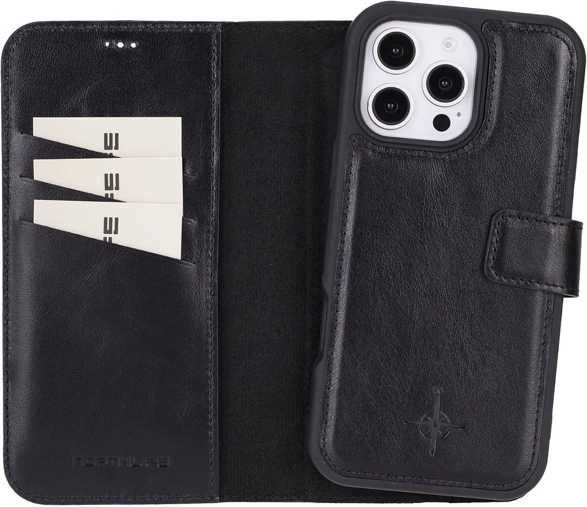 Mobiel toont - Leder afneembare 2-in-1 boekcase - Zwart - RFID bescherming - Standaardfunctie voor eenvoudig gebruik - ShopVlot