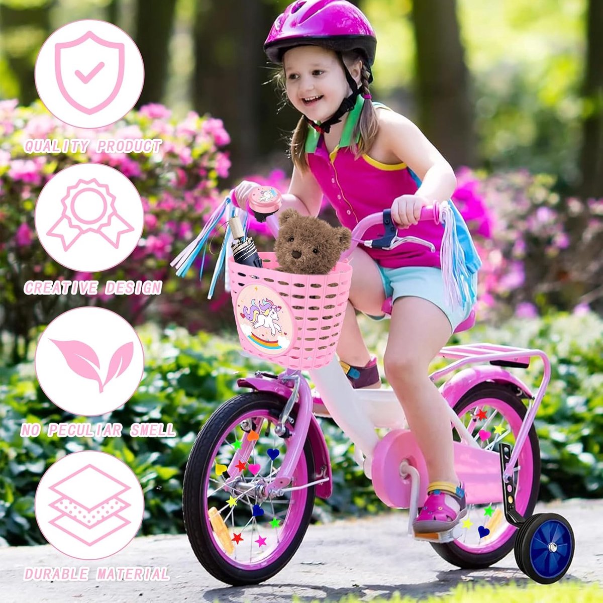 Fietsmand voor kinderen - eenhoorn - afneembaar - waterdicht en robuust voor school en outdoor - ShopVlot