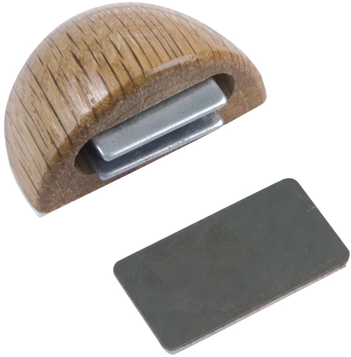 Deurstopper magnetisch 48 x 25 mm - eikenhout afwerking - vloermontage - eenvoudige installatie - ShopVlot