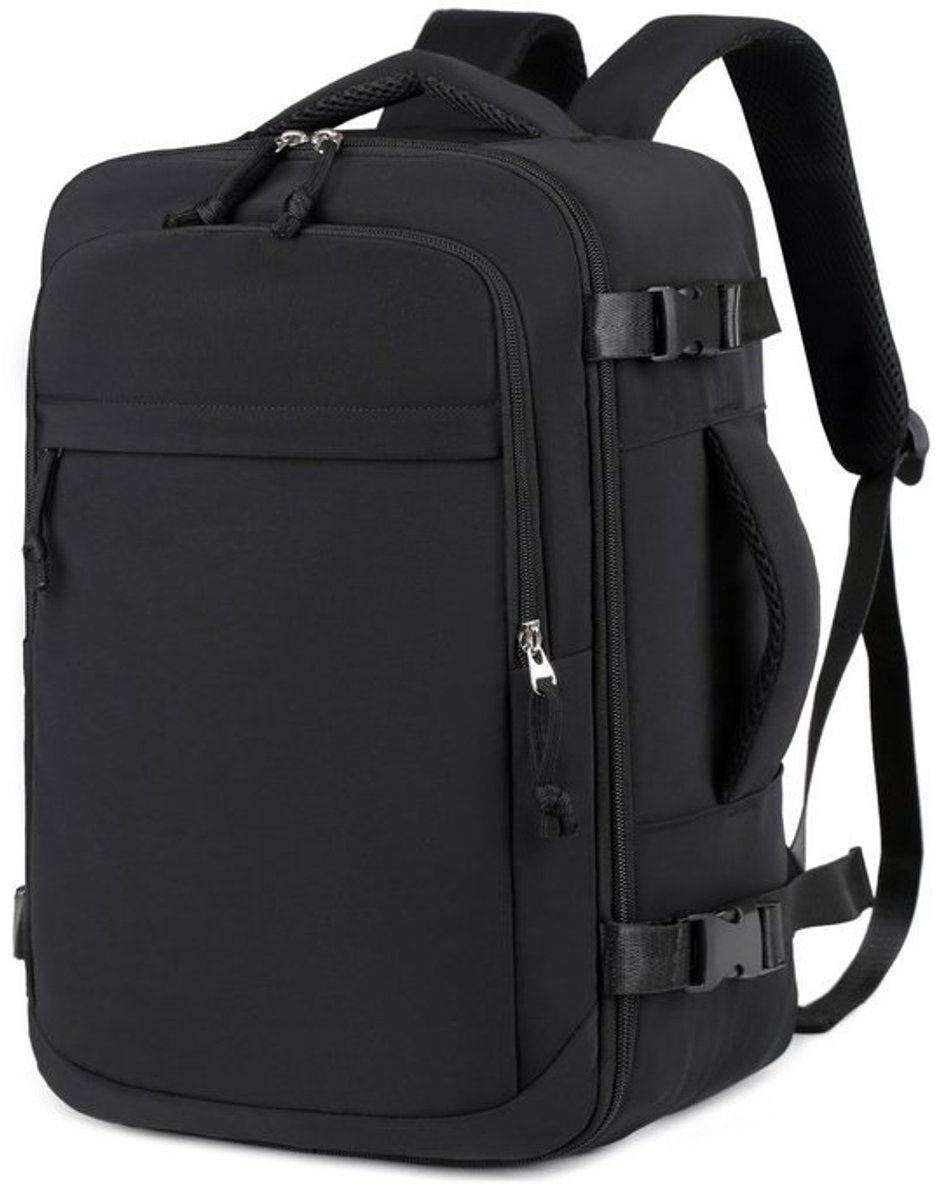 Reisrugzak voor handbagage – Geschikt als handbagage – Geschikt voor reizen en dagelijks gebruik – Rugzak voor dames en heren – 40x30x20 cm – Unisex – Zwart