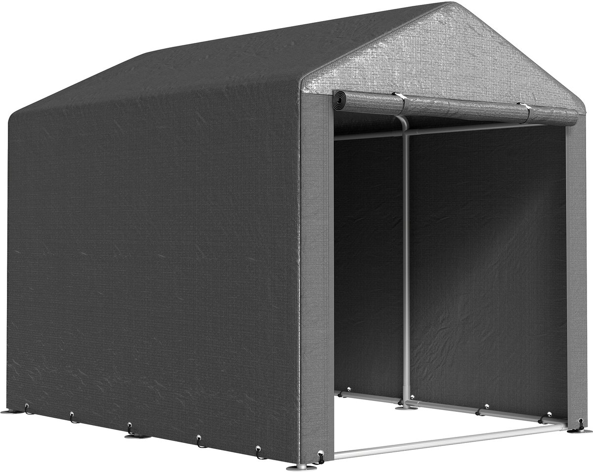 Tuinopbergtent – met gegalvaniseerd stalen frame en deur – 1,6 x 2,18 meter – donkergrijs