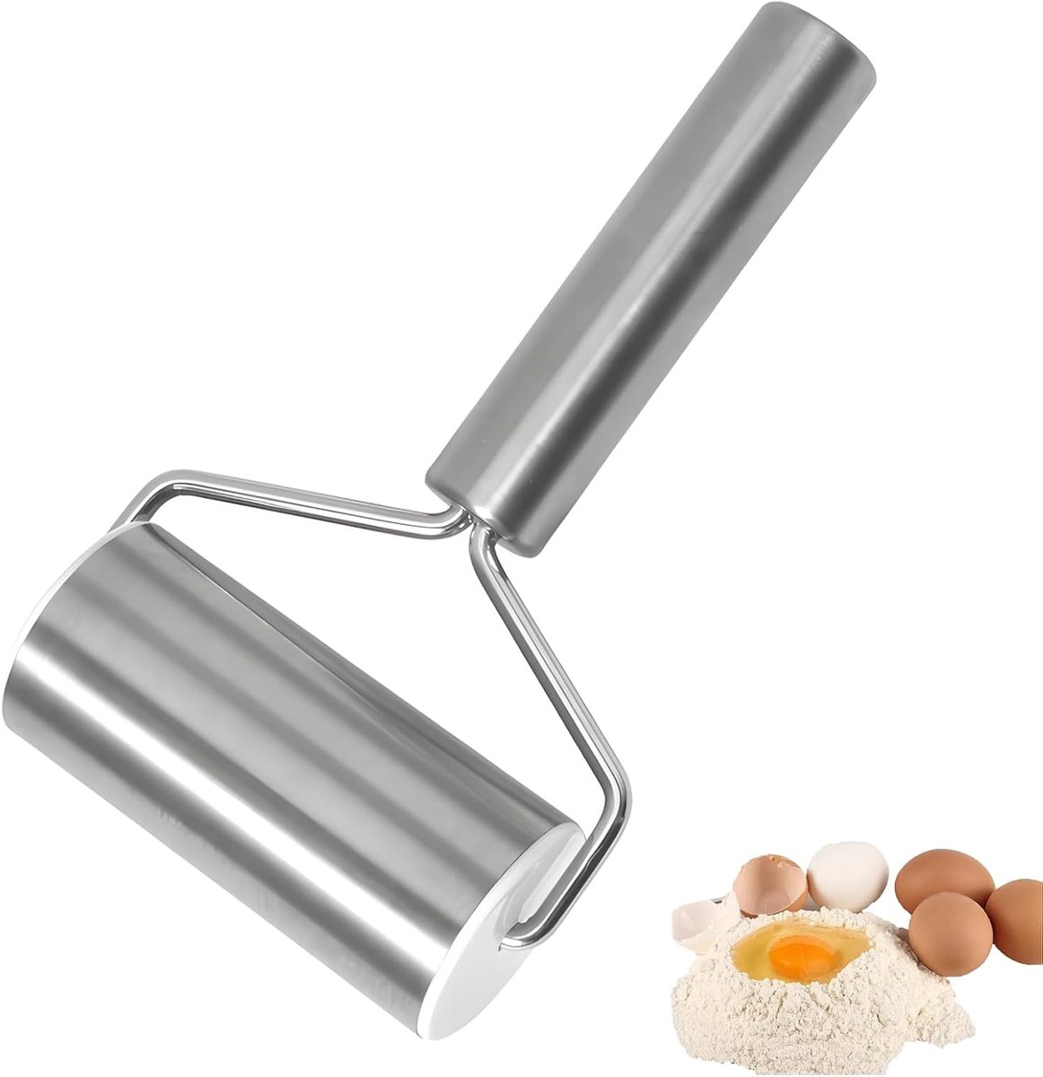 Deegroller met antiaanbaklaag - roestvrij staal - perfect gebalanceerd - ideaal voor het maken van deeg - ShopVlot