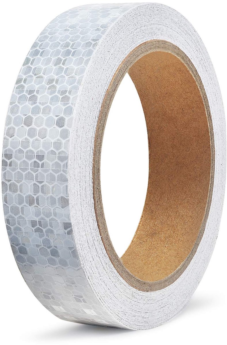 Reflecterende waarschuwingsstrip 10M - witte PVC tape - zelfklevend - verhoogt zichtbaarheid van fietsen en motoren - ShopVlot