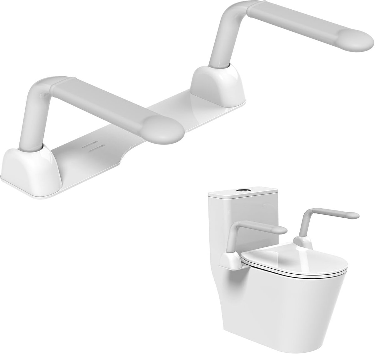 Toiletsteunrails opvouwbaar - Toiletverhoger met handgrepen - Stevige ondersteuning zonder boren - ShopVlot