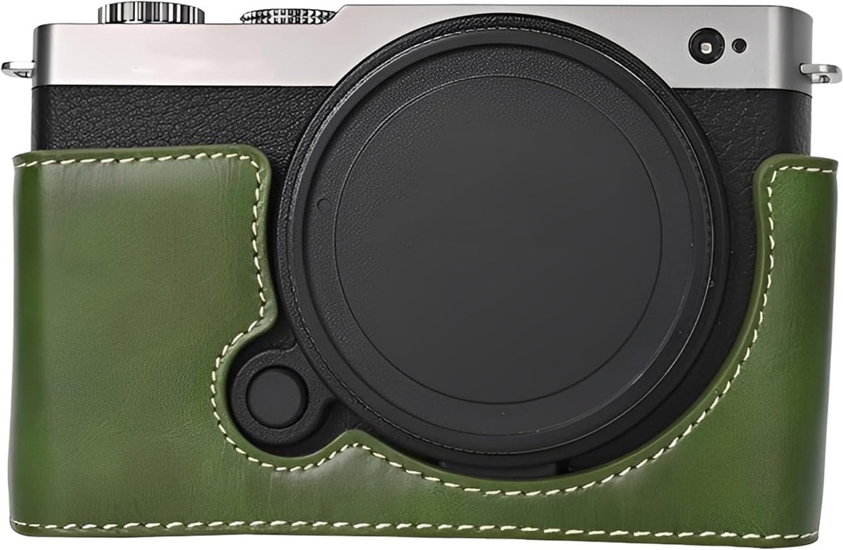 Camera beschermhoes halfcase - PU leer - stijlvol groen - betrouwbare bescherming voor Lumix S9 - ShopVlot