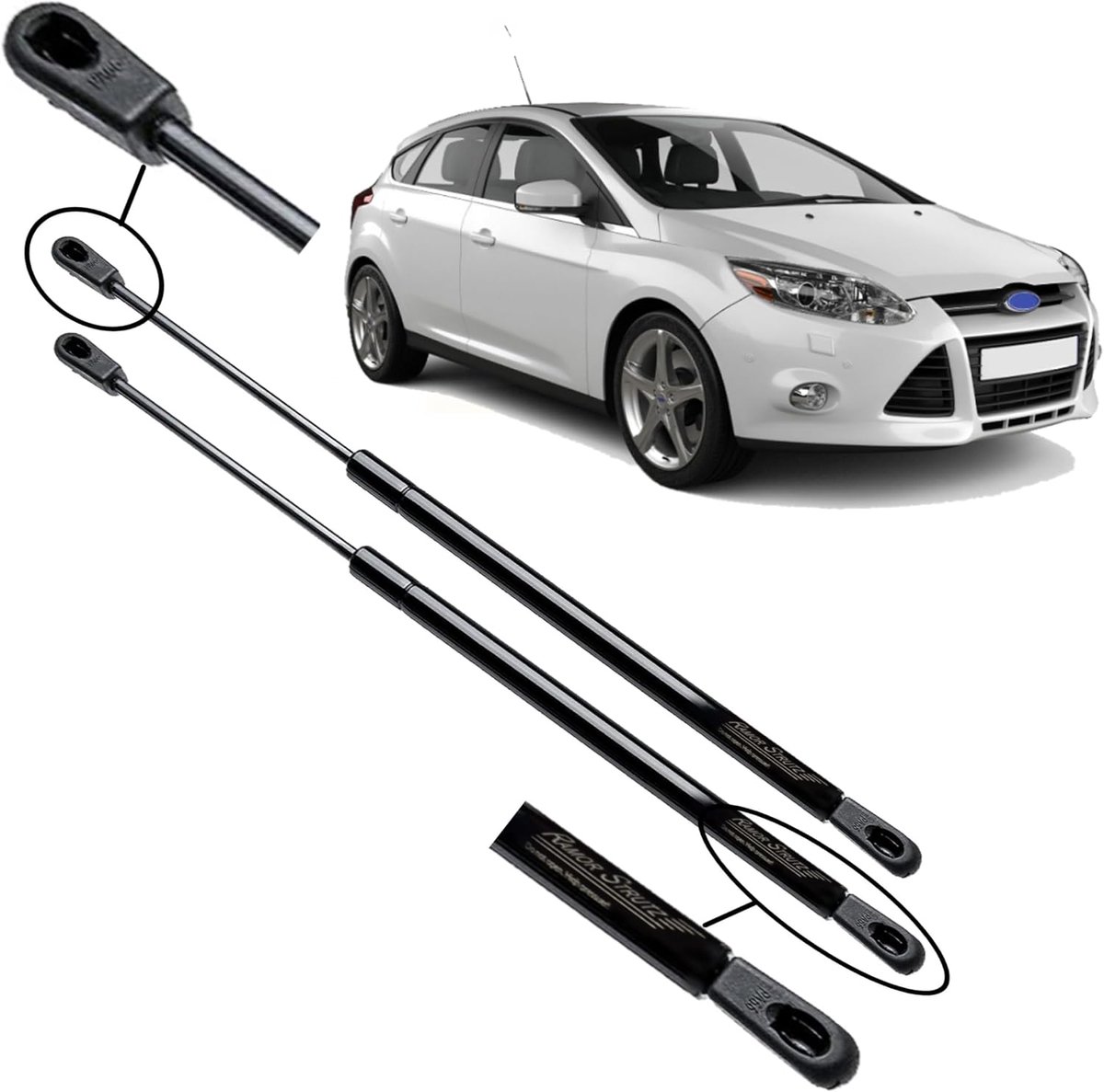 Gasveren achterklep Ford Focus Mk3 2010-2018 - 600 mm - 385N kracht - eenvoudige installatie - ShopVlot
