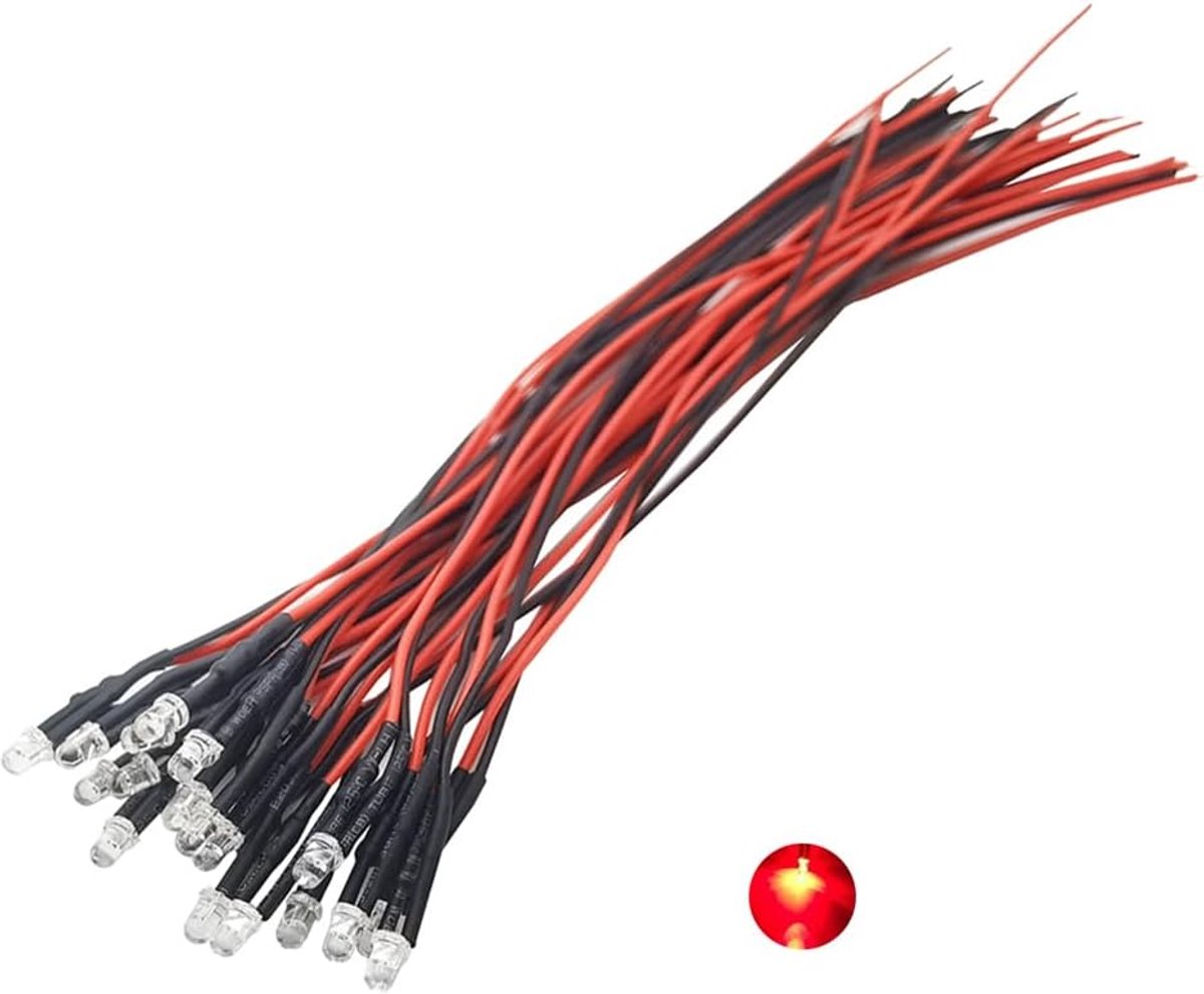 LED lampen 12V 3mm - 20 stuks - knipperend rood - ideaal voor DIY verlichtingsprojecten - ShopVlot