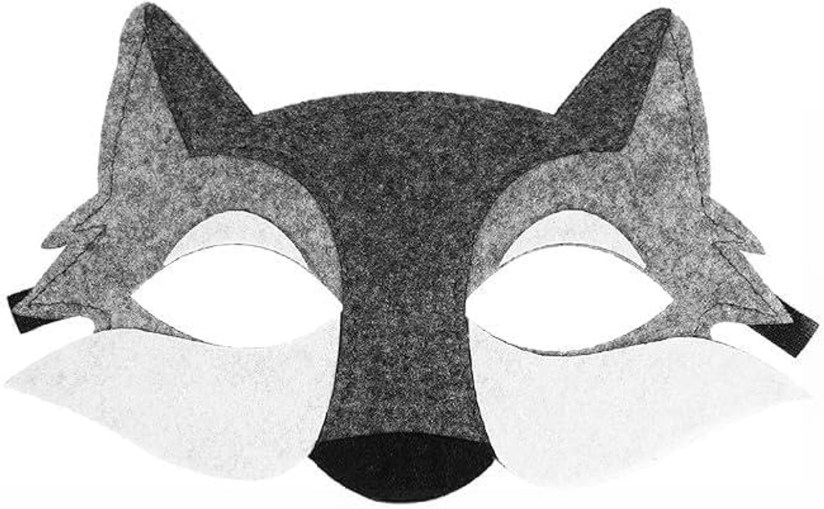 Wolf masker pack van 6 - Vilt - Grijze wolf - Perfect voor rollenspellen - ShopVlot