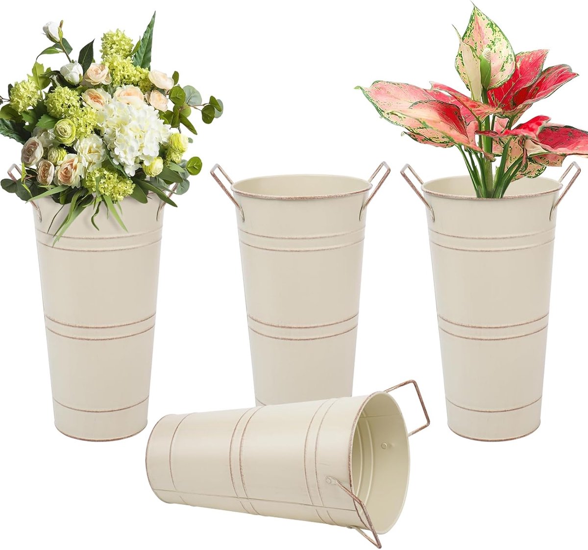 Metaal vaas 10,62 inch - gegalvaniseerd - set van 4 - ideaal voor bloemen en decoratie - ShopVlot